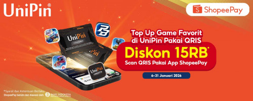 Top Up Game Favorit di UniPin Pakai QRIS ShopeePay, Diskon Hingga Rp15.000!
